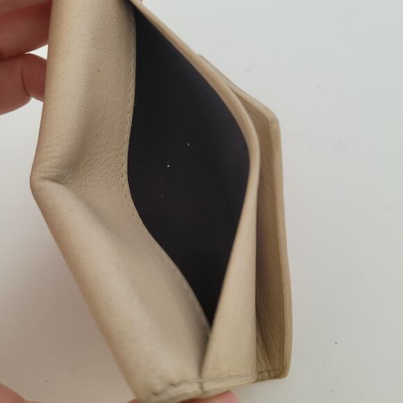 Balenciaga Logo 6 Key Ring Card Holder Wallet Case Leather Small Unisex Beige - Picture 8 of 13